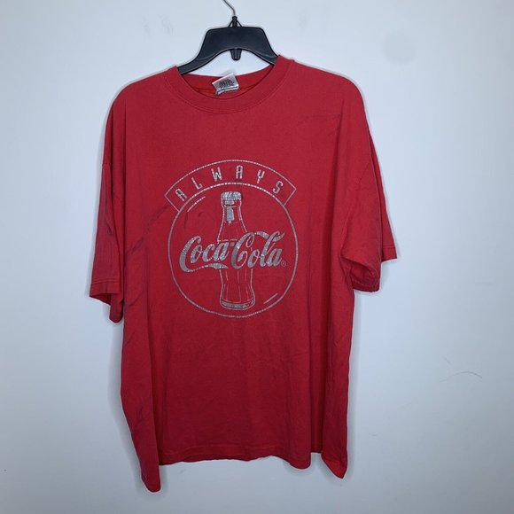 Vintage Coca Cola Mens XL Red Short Sleeve Shirt Made in USA - Picture 1 of 8